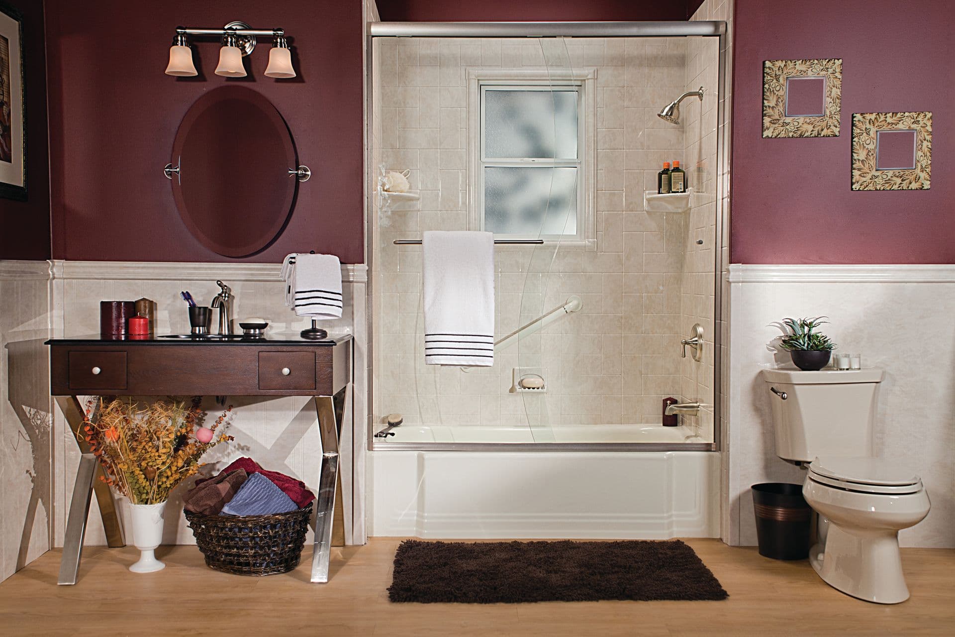 classic bathliner travertine shower with tub